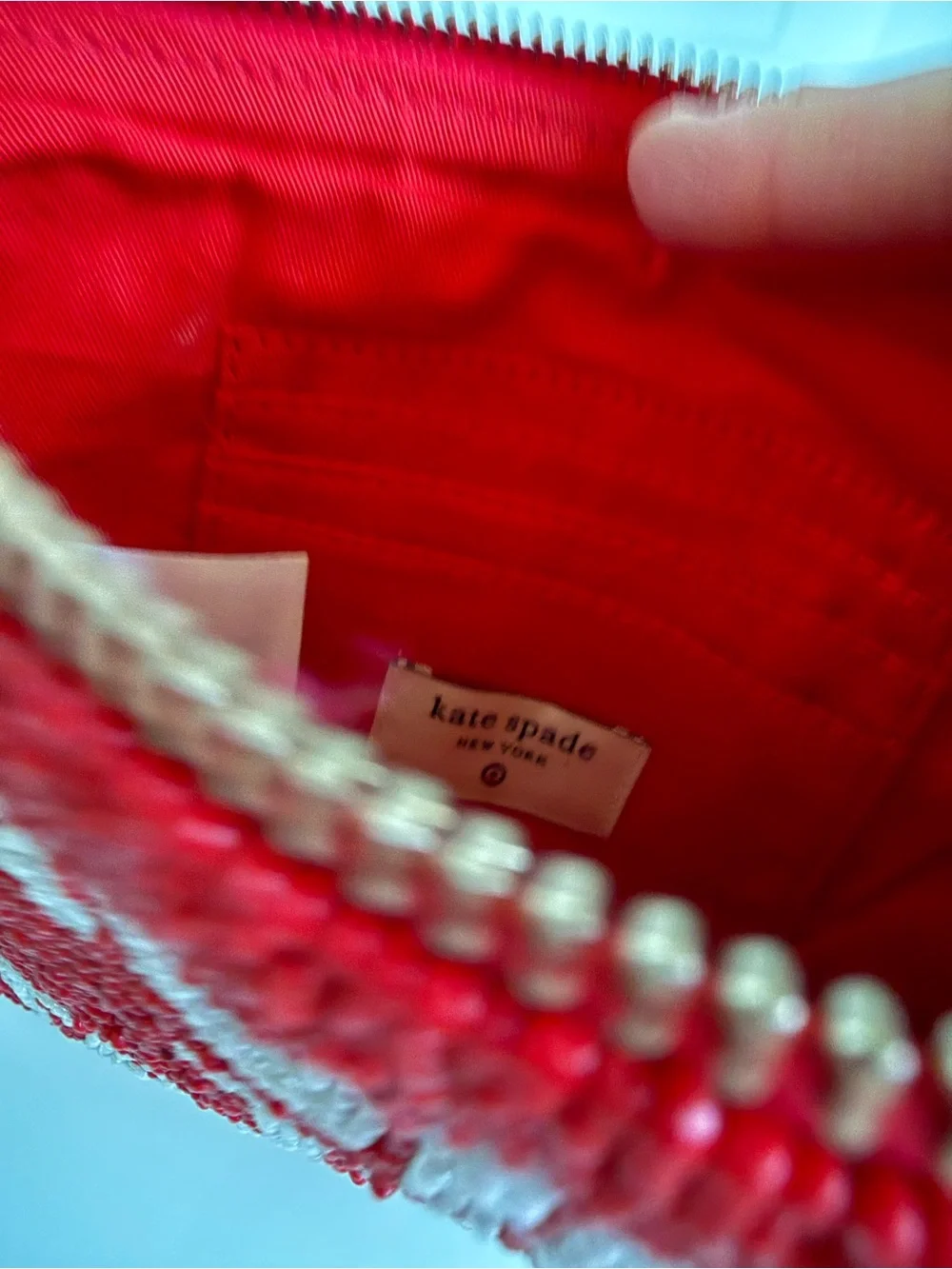 Kate Spade New York x Target red white beaded zippered pouch